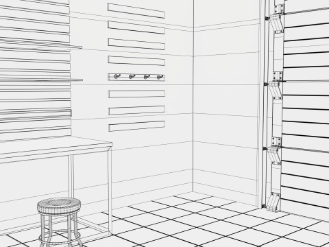 Auto Service Garage Interior M1 3D Model