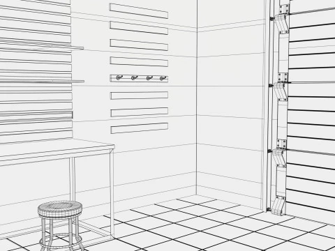 Auto Service Garage Interior M1 3D Model