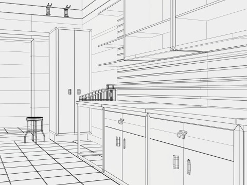 Auto Service Garage Interior M1 3D Model