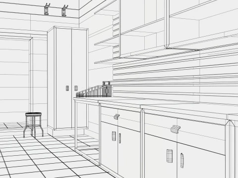 Auto Service Garage Interior M1 3D Model