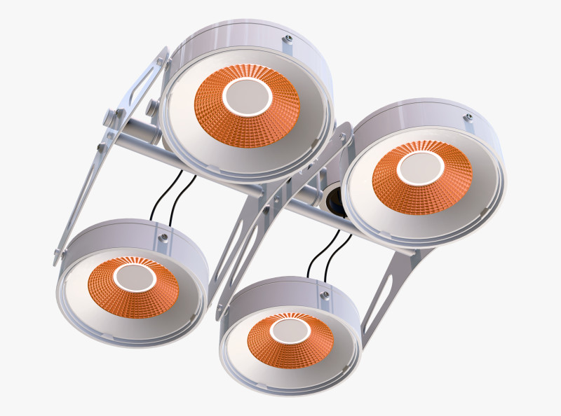 Tech Ceiling Quad Floodlight M1 3D Model .c4d .max .obj .3ds .fbx .stl .blend 