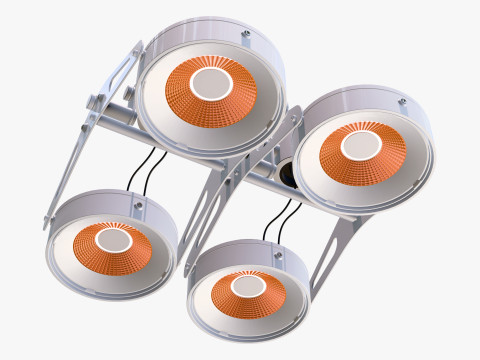 Технический потолочный четырехъядерный прожектор M1 3D Модель