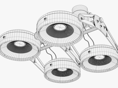 Tech Ceiling Quad Floodlight M1 3D Model