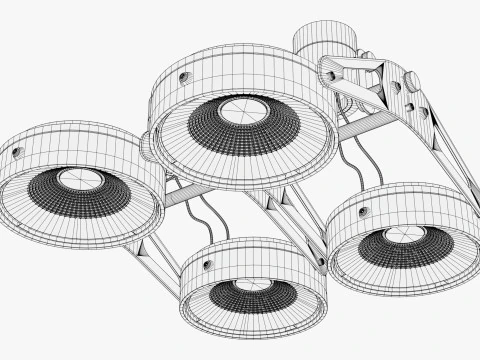 Tech 天井クアッド投光器 M1 3Dモデル