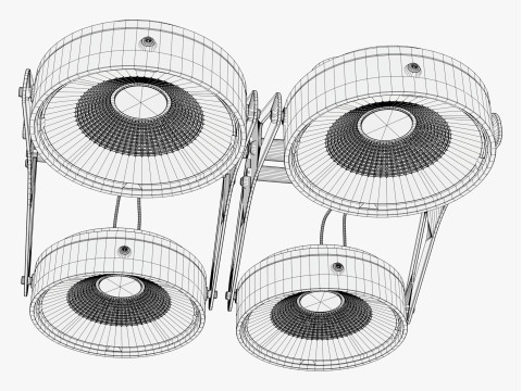 Tech Ceiling Quad Floodlight M1 3D Model