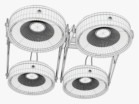 Tech 天井クアッド投光器 M1 3Dモデル