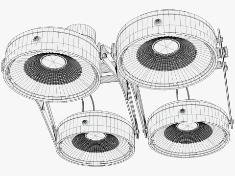 Tech 天井クアッド投光器 M1 3Dモデル