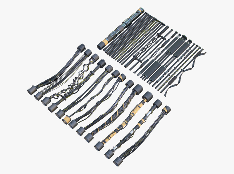 SciFi Cable Kitbash M1 3D Model .c4d .max .obj .3ds .fbx .stl .blend