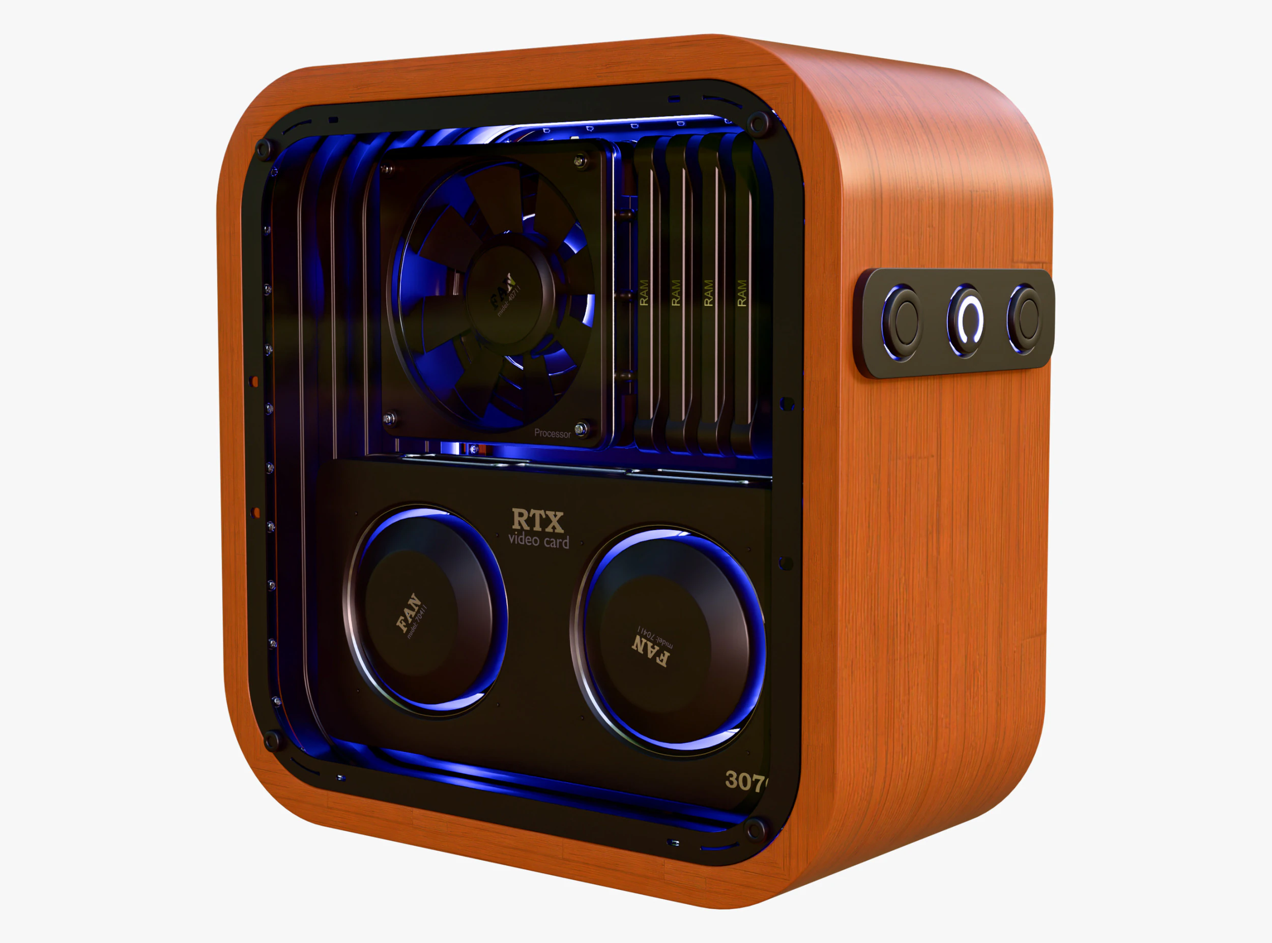 Custodia stilizzata in legno per personal computer M1 Modello 3D .c4d .max .obj .3ds .fbx .stl .blend 