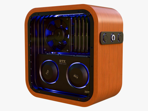 Стилізований дерев'яний корпус персонального комп'ютера M1 3D Модель