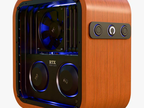 Custodia stilizzata in legno per personal computer M1 Modello 3D