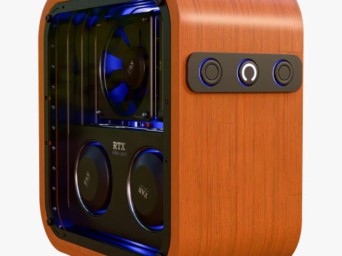 Custodia stilizzata in legno per personal computer M1 Modello 3D