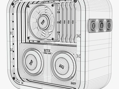 Custodia stilizzata in legno per personal computer M1 Modello 3D