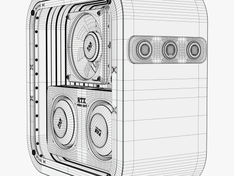 Custodia stilizzata in legno per personal computer M1 Modello 3D