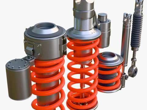 Hydraulic Shock Absorber Set M1 3D Model
