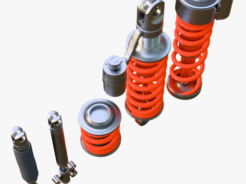 Hydraulic Shock Absorber Set M1 3D Model