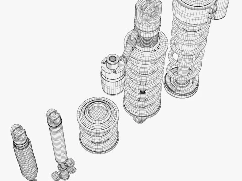 Hydraulic Shock Absorber Set M1 3D Model