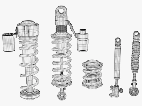 Hydraulic Shock Absorber Set M1 3D Model