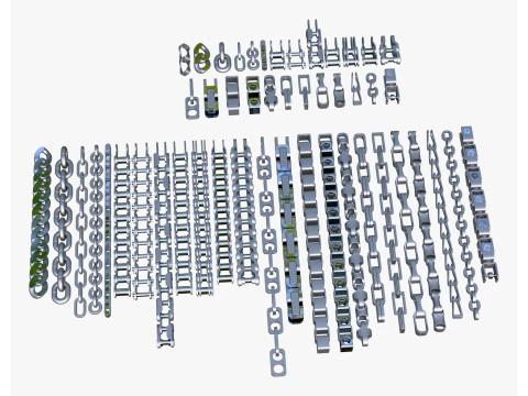 Industrial Chains 25 Pieces Set M1 3D Model