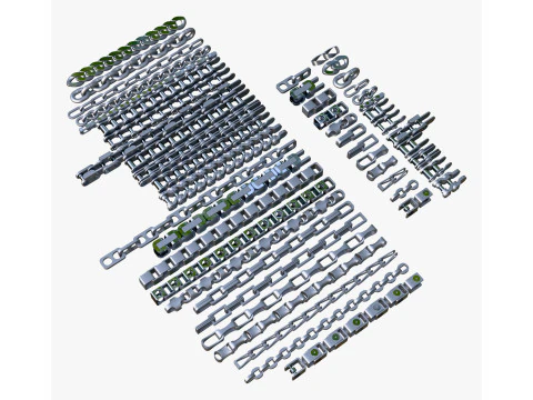 Industrial Chains 25 Pieces Set M1 3D Model