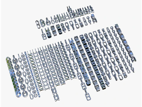 Industrial Chains 25 Pieces Set M1 3D Model