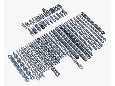 Set di 25 catene industriali M1 Modello 3D