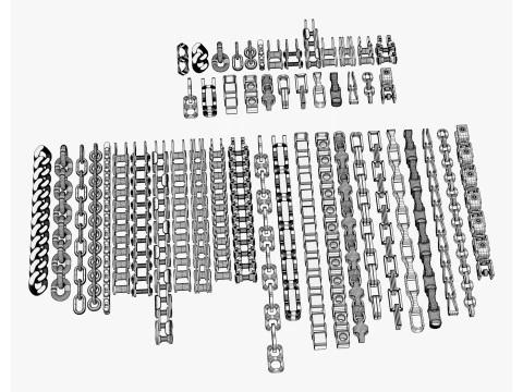 Industrial Chains 25 Pieces Set M1 3D Model