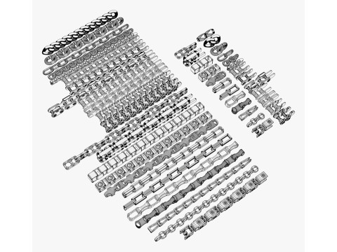 Set di 25 catene industriali M1 Modello 3D