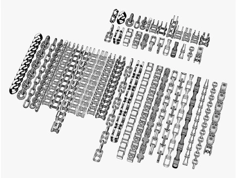 Industrial Chains 25 Pieces Set M1 3D Model
