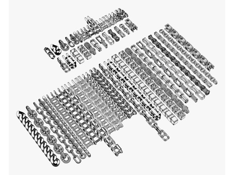 Set di 25 catene industriali M1 Modello 3D