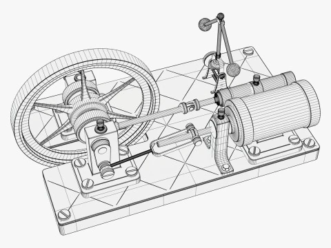 Vintage Steam Engine M1 3D Model