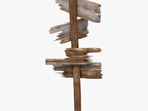 Vecchio palo direzionale in legno M1 Modello 3D