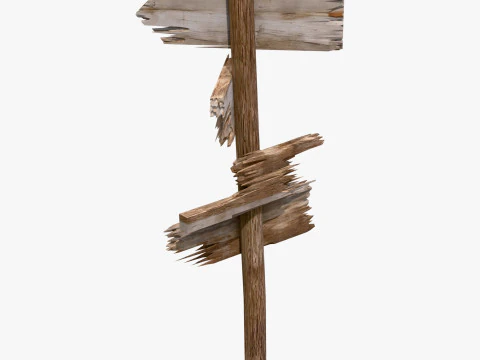 Vecchio palo direzionale in legno M1 Modello 3D