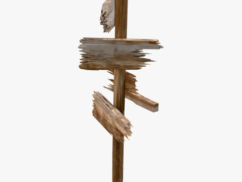 Vecchio palo direzionale in legno M1 Modello 3D
