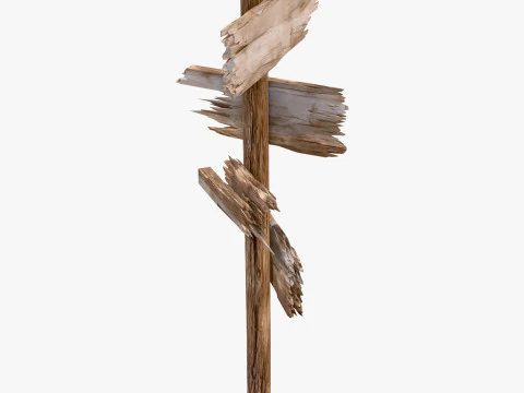 Vecchio palo direzionale in legno M1 Modello 3D