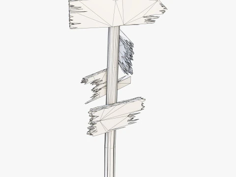 Vecchio palo direzionale in legno M1 Modello 3D