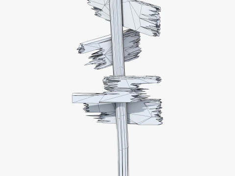 Vecchio palo direzionale in legno M1 Modello 3D