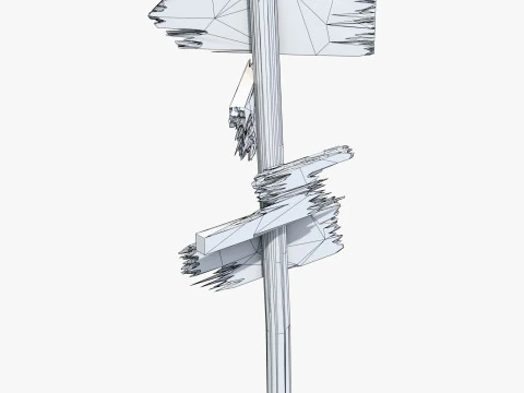 Vecchio palo direzionale in legno M1 Modello 3D