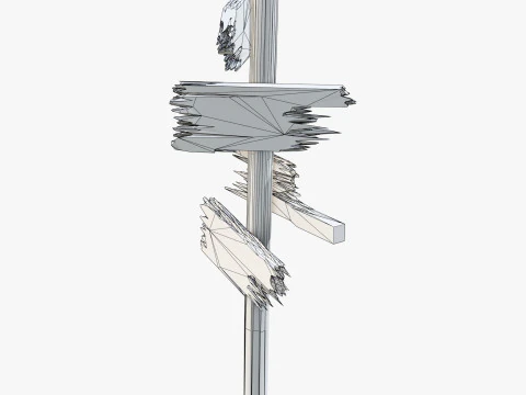 Vecchio palo direzionale in legno M1 Modello 3D