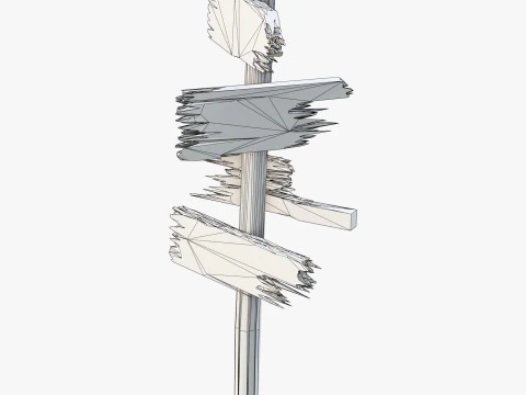 Vecchio palo direzionale in legno M1 Modello 3D