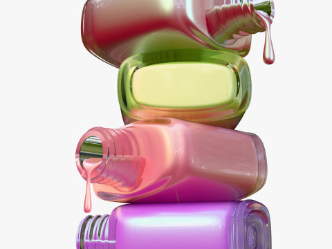 Pilha de garrafas de tinta derramada M1 Modelo 3D