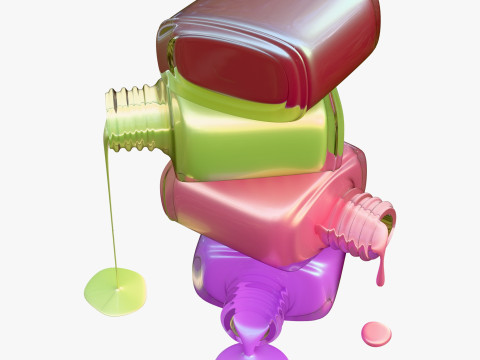 Pilha de garrafas de tinta derramada M1 Modelo 3D