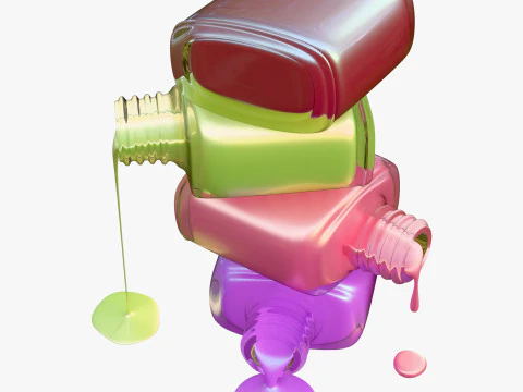 Pila di bottiglie di vernice versate M1 Modello 3D