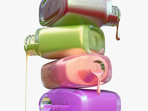 Pila di bottiglie di vernice versate M1 Modello 3D