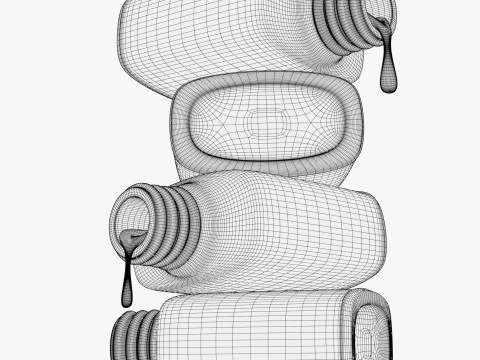 Pila di bottiglie di vernice versate M1 Modello 3D
