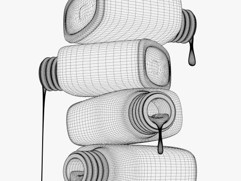 Pila di bottiglie di vernice versate M1 Modello 3D