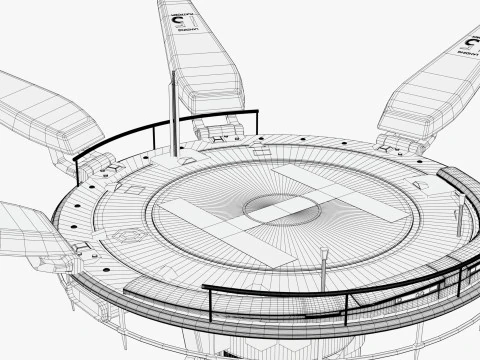 SciFi Levitating Helipad M1 3D Model