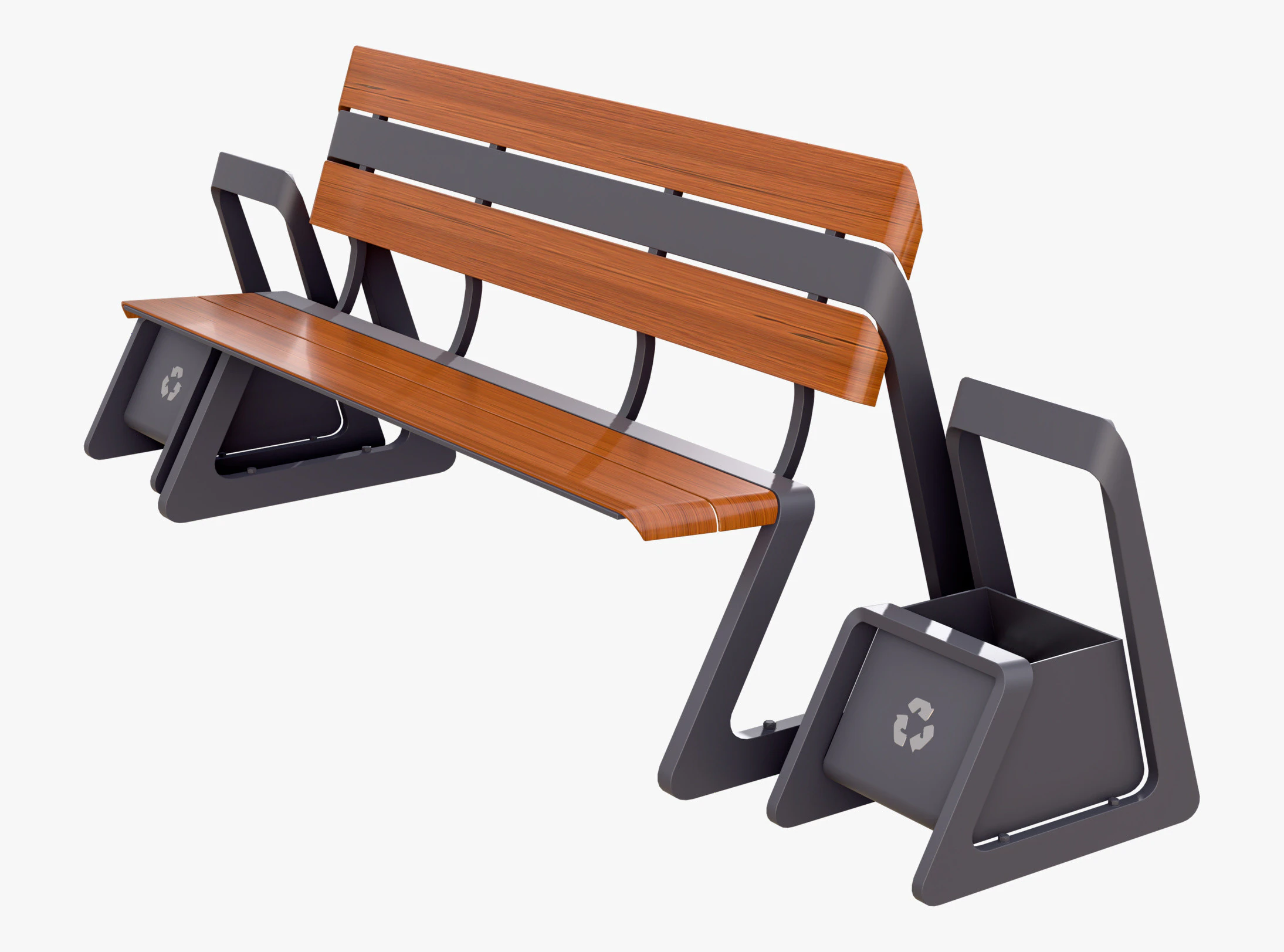 Pattumiere integrate Eco City Bench M1 Modello 3D .c4d .max .obj .3ds .fbx .stl .blend