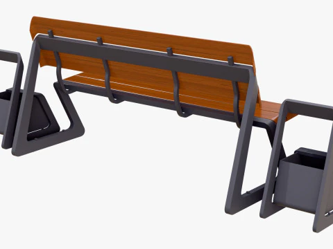 Pattumiere integrate Eco City Bench M1 Modello 3D