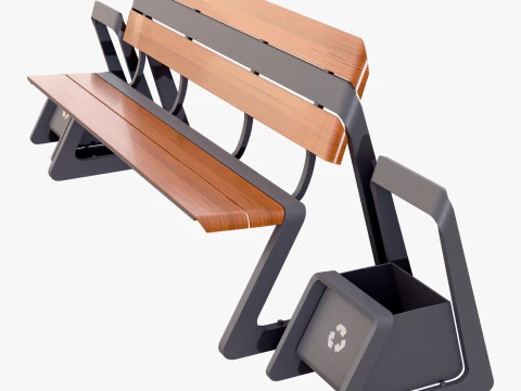 Pattumiere integrate Eco City Bench M1 Modello 3D